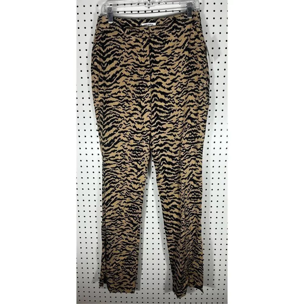 Good American sand zebra side split flared trousers size 8/29